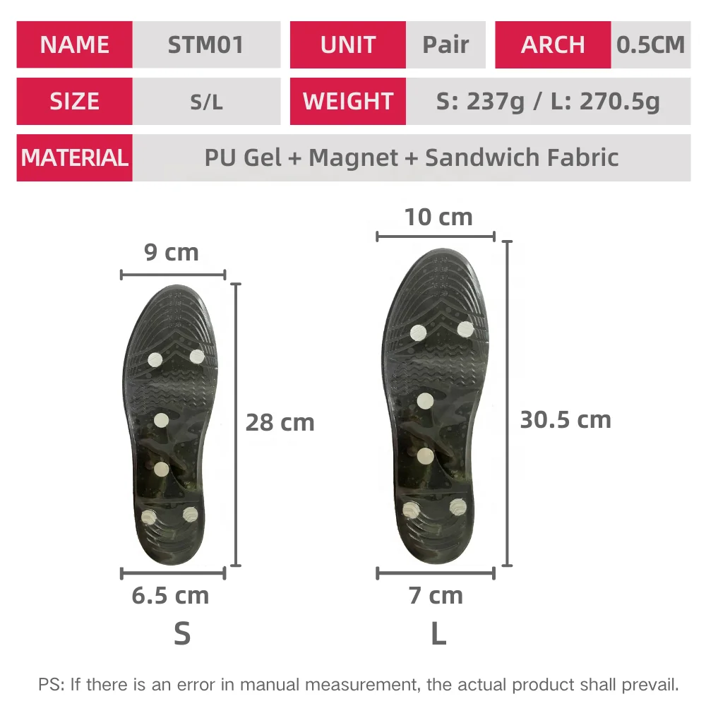 Latex-Free Magnetic Inserts for Shoes Effective Magnetic Shoe Inserts with Foot Magnets Gel Comfort Magnetic Insoles Wholesale