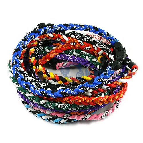 wholesale Tornado braided baseball Necklace Sports Titanium 3 Rope Braided Sport Rope baseball Necklace