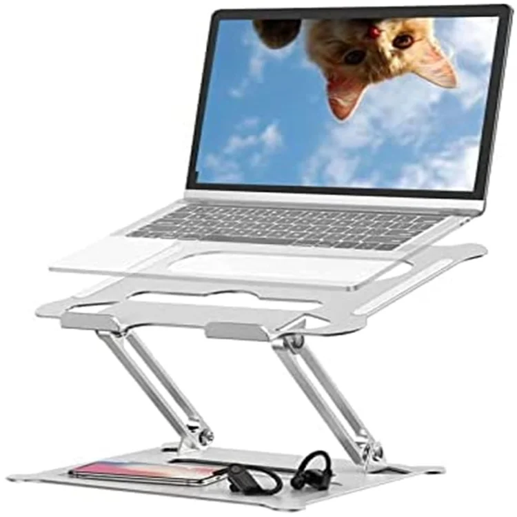 Aluminum Sturdy Dual Rotation Axis Foldable Computer Stand Adjustable Laptop Stand Ergonomic Laptop Riser Holder for Desk