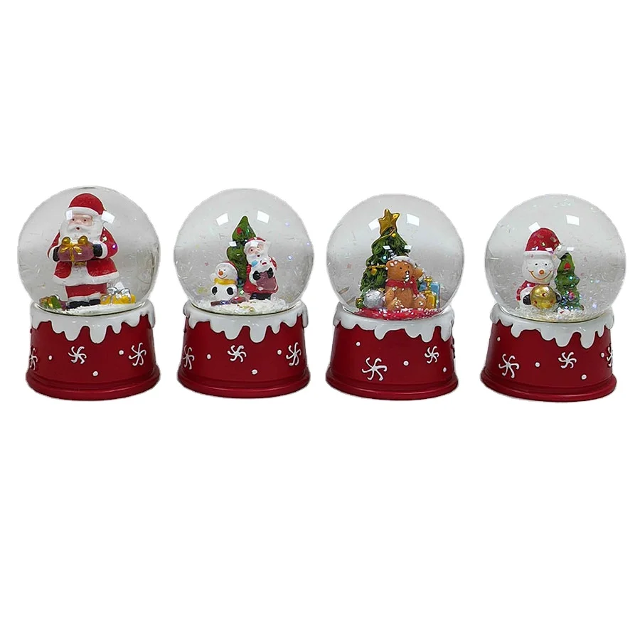 Customized Coffee cup shape snowman polyresin snowball glass snow globe for christmas gift