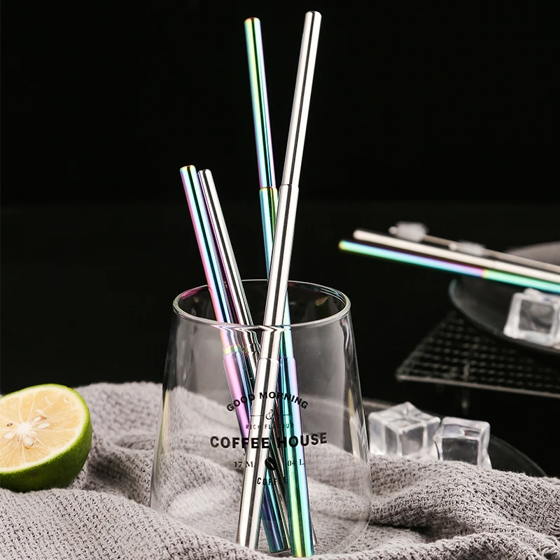 Лидер продаж Amazon, выдвижные складные телескопические соломинки из нержавеющей стали
