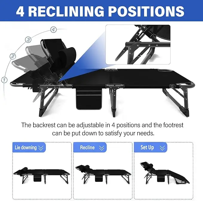 Hot Sales Outdoor Portable Folding Camping  Adjustable Reclining Chair With Mattress