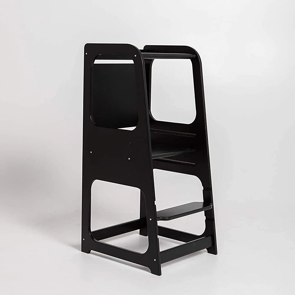  Bamboo Learning Tower with Blackboard Child Standing Kitchen Step Stool With Adjustable