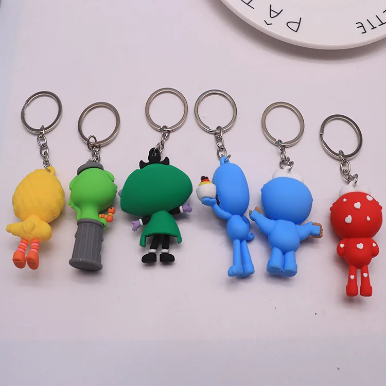 Street PVC Figure Keychain Cookie Monster Cartoon Doll Key Rings Car Backpack Keyholder Cute Key Buckle Kid Gift