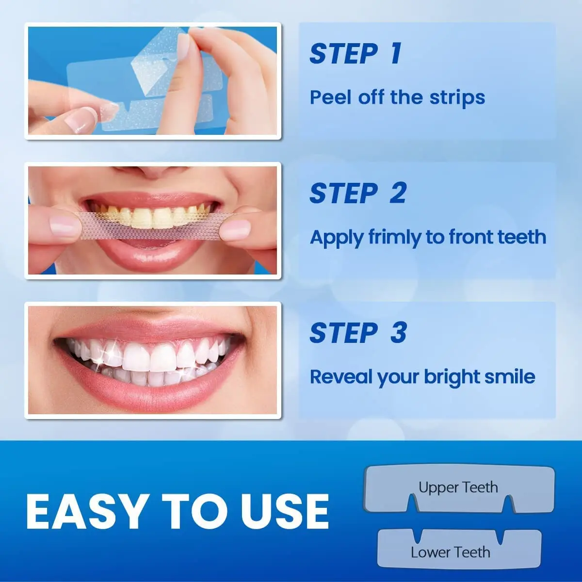 Custom Logo Professional Natural Organic Residue Free Tooth 5D Teeth Whitening Strips