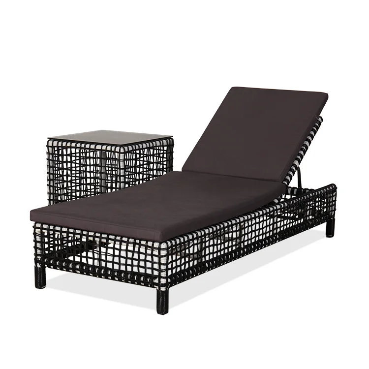 2021 New Style Outdoor UV protection rope weaving sun lounger aluminum chaise lounge