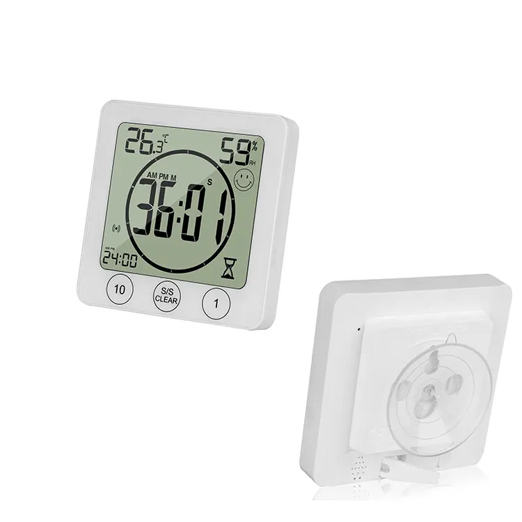 2 IN 1 Waterproof thermometer and hygrometer Touch Screen bathroom wall clock