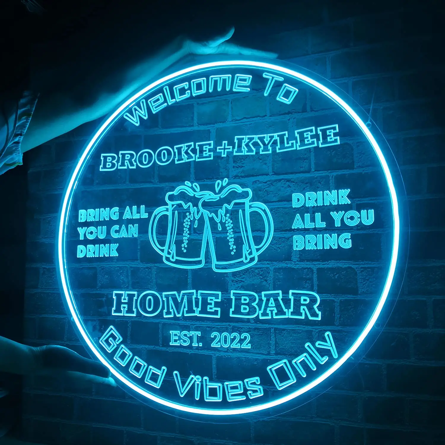Custom Neon Beer Signs Name Bar LED Light Sign Wall Pub Man Cave Grandapa Dad Gift