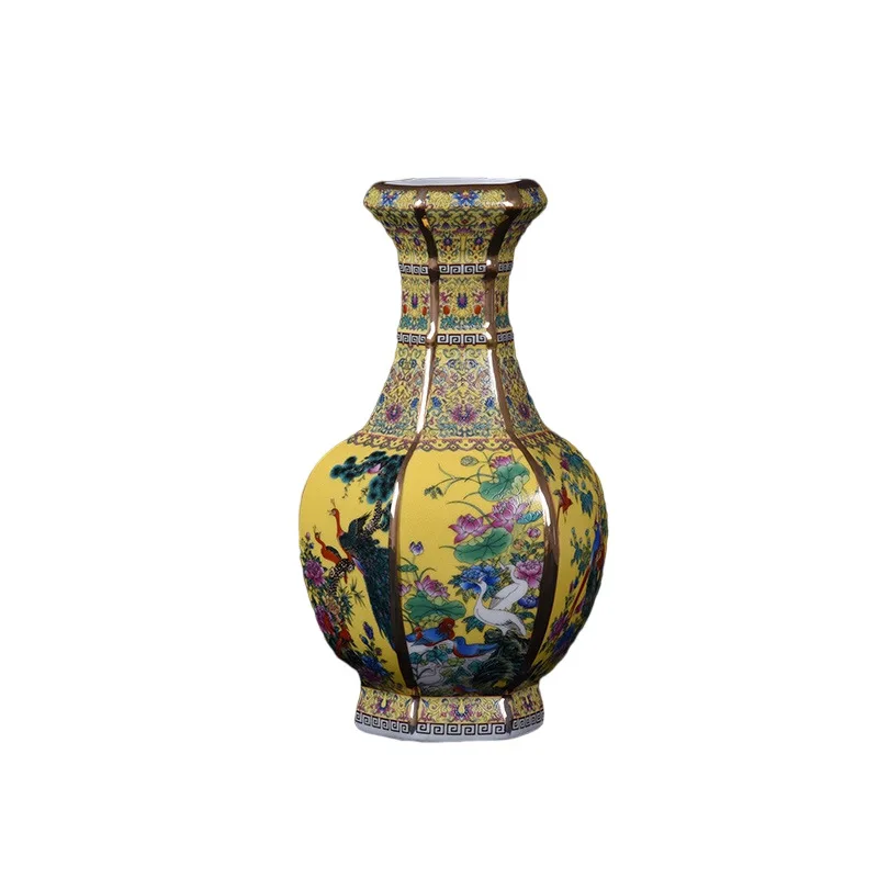 Retro Chinese style enamel painted gold decorative ornaments small vase travel antique antique porcelain porcelain collection