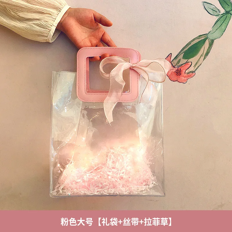 Wholesale Custom Clear PVC Plastic Shopping Bag With Logo Transparent Handle Bags Packing For Gifts