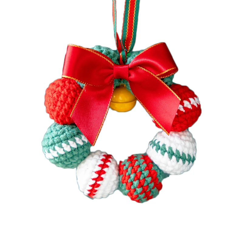 Handmade Woolen Ball Garland and Keychain Pendant DIY Crochet Yarn for Car Decoration Christmas Gift for Maternity