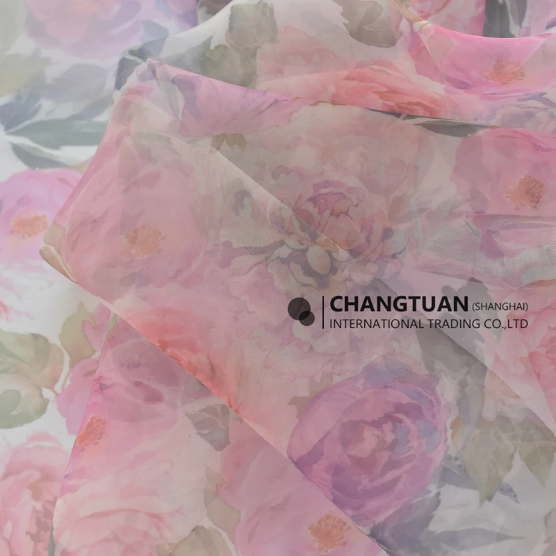 Wholesale Organza Silk Saree Cheap Organza Fabric Floral Printed Organza Dress Material