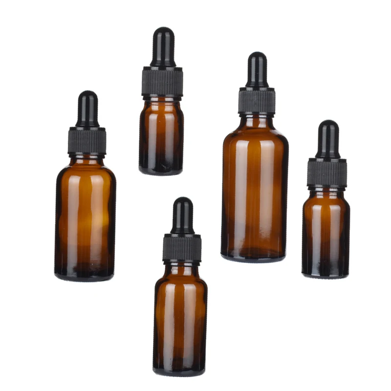 Hair Oil Perfume Essential Oils Dropper Bottles Clear Glass 5ml 10ml 15ml 20ml 30ml 50ml 100ml Amber Black Personal Care 200pcs