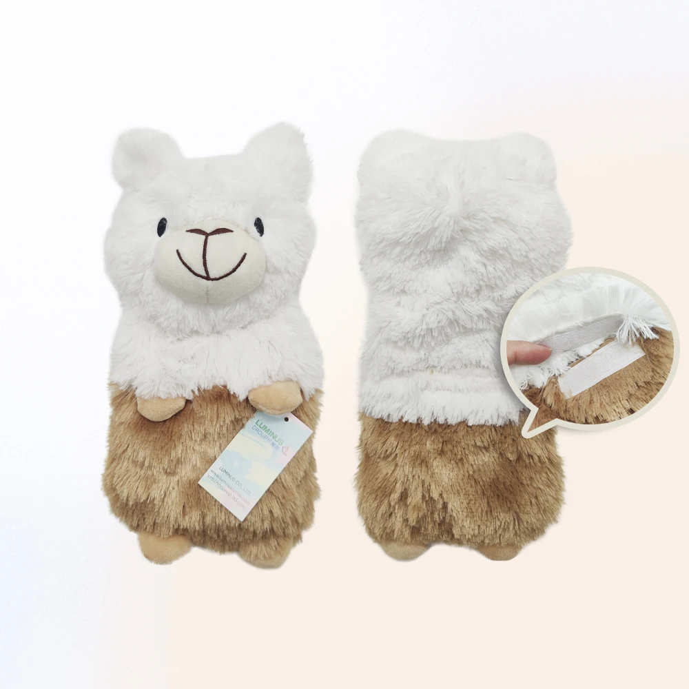 Free sample cute alpaca shape microwave heat bag for winter hand warmer