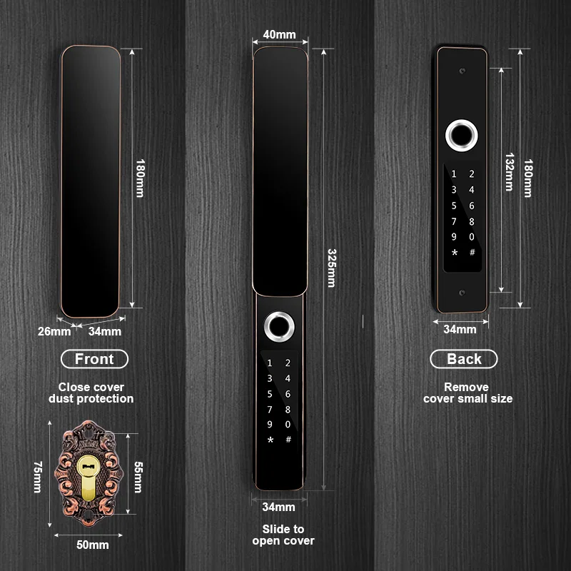 fl19IP68 waterproof aluminum/gate/courtyard door lock Full-Automatic TTlock WIFI biometric fingerprint smart aluminum door lock
