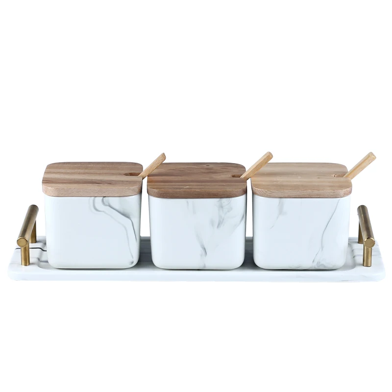 Modern Hot Sale Ceramic Spice Jar Set For Home Kitchen Supplies Seasonings Containers