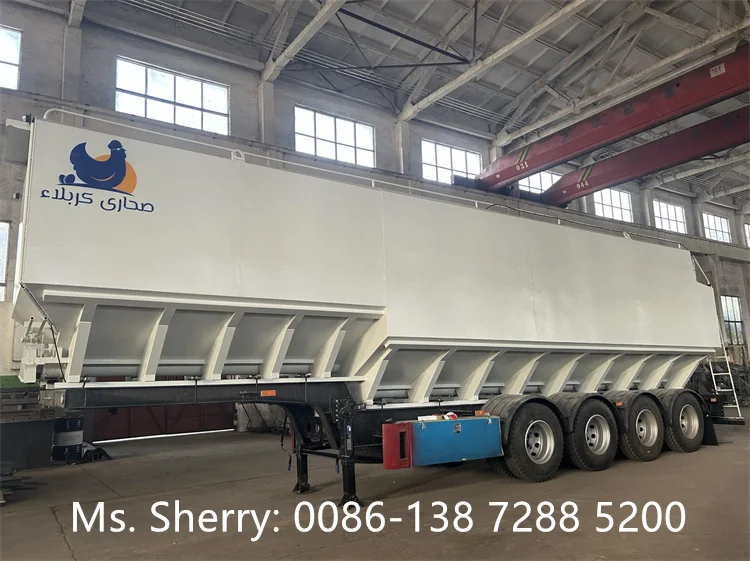 60M3 Farm Poultry Bulk Feed Trailer 4 Axle Electric Discharge Bulk Feed Tank Trailer