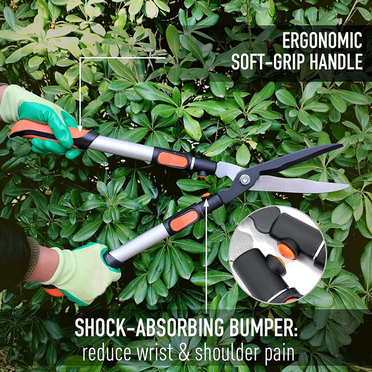 Hedge Shears Gardening Landscaping Hedge Clippers Carbon Steel Blade Comfortable Handle Wavy Blade Absorb Shock Garden Trimmer