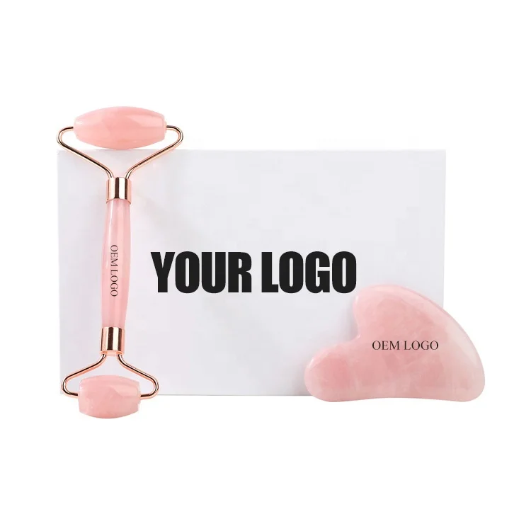 Rose Quartz Face Roller And Gua Sha Massager Crystal Stone Guasha Facial Roller Beauty Set Custom Jade Roller And Gua Sha Tools