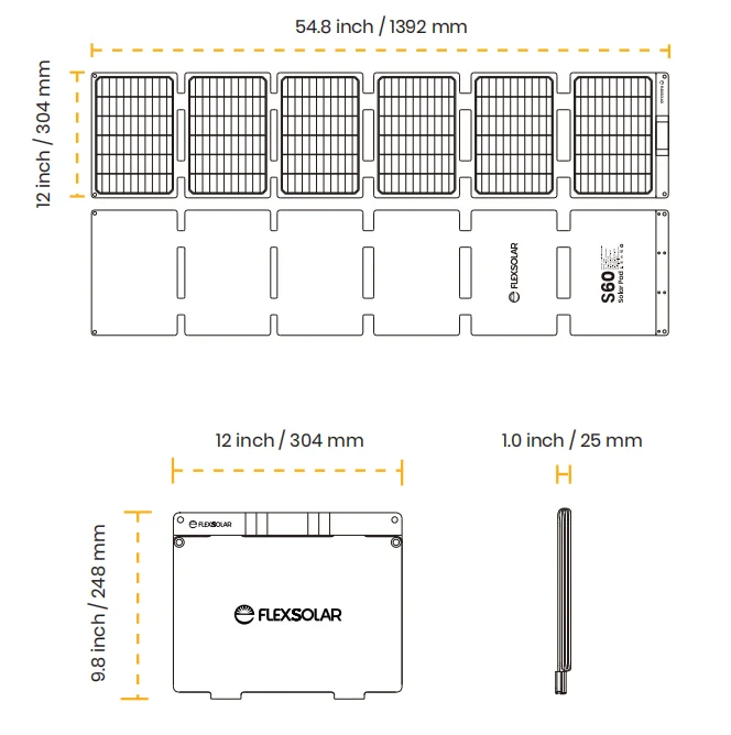FLEXSOLAR Brand 60W Power Type C Charging Port Solar Panel Fast Delivery Suitable for Laptop Outdoor Charging