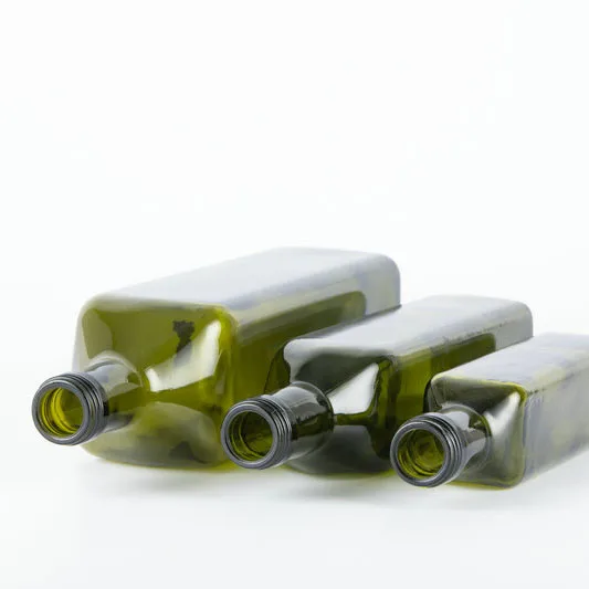 Green square glass olive oil bottle in stock 250ml 500ml 750ml 1000ml olive oil glass bottle with screw cap