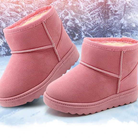 Новинка 2021, Осенний запас, оптовая продажа, Дизайнерские теплые детские повседневные меховые зимние сапоги без застежек для мальчиков и девочек, детская зимняя обувь