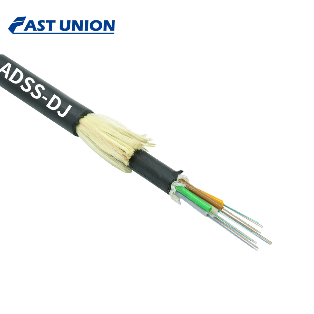 ADSS Optic Fiber Cable 9.5mm 9.8mm 10.8mm Diameter FRP 2.2mm 6 8 12 24 36 48 72 96 Fiber 50 100 Span FTTH ADSS Fiber Optic Cable