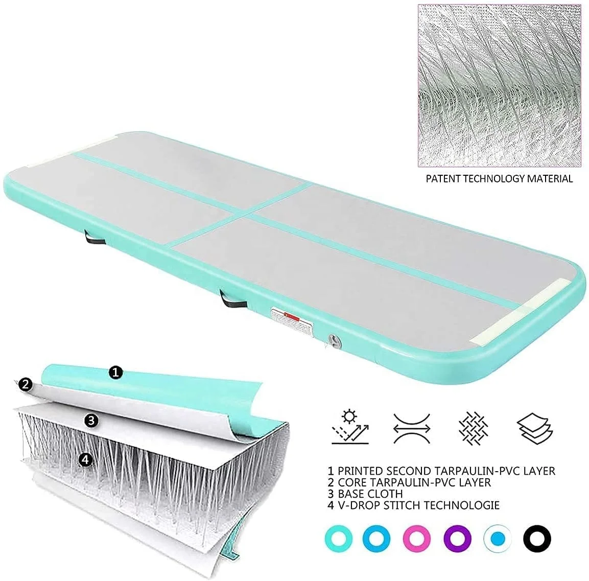 Air Tumble Track Inflatable Gymnastics Mat Gymnastics Training Mat with Electric Air Pump for Home/Outdoor/Gym/Cheerleading/Yoga