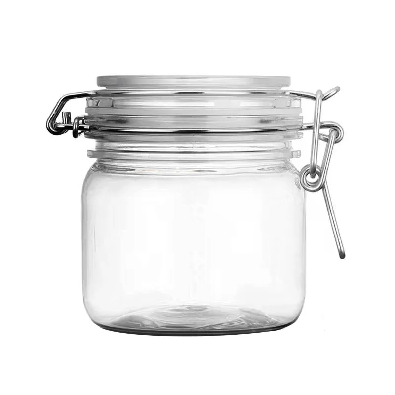 High Quality Classic Design Glass Storage Tank Snap-on Cover Jam Honey Candy Tea Coffee Cereal Grains Spice Jar Storage Kitchen
