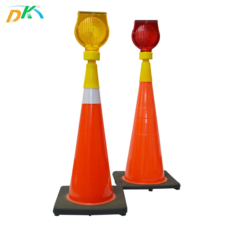 DK Strobe Warning Traffic Cone Shaped Solar Powered Led Light Traffic Roadway Safety 2pcs High Brightness LED 5.5V/0.5W CE ROHS
