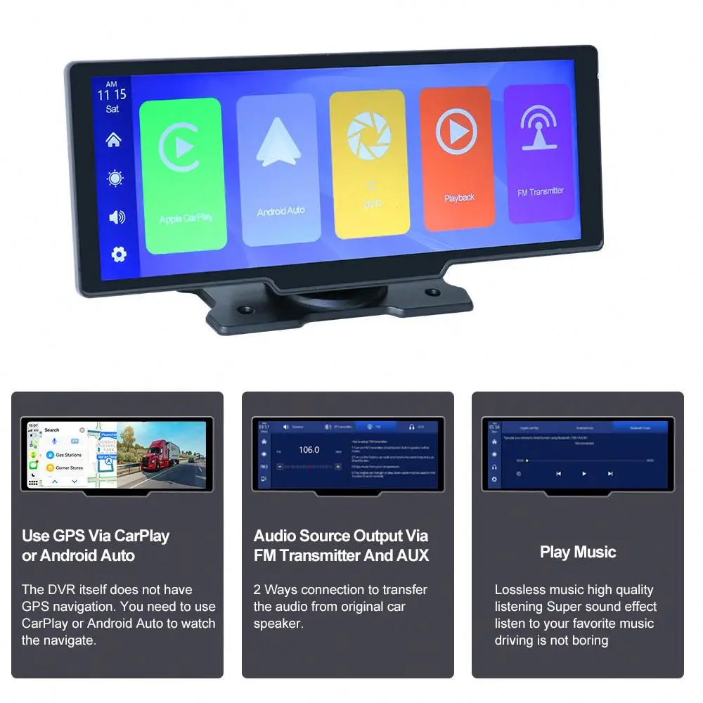 10.26 Inch Universal car radio Multimedia Player with Mirror Carplay Touch Screen Display Hd Front Camera Carplay