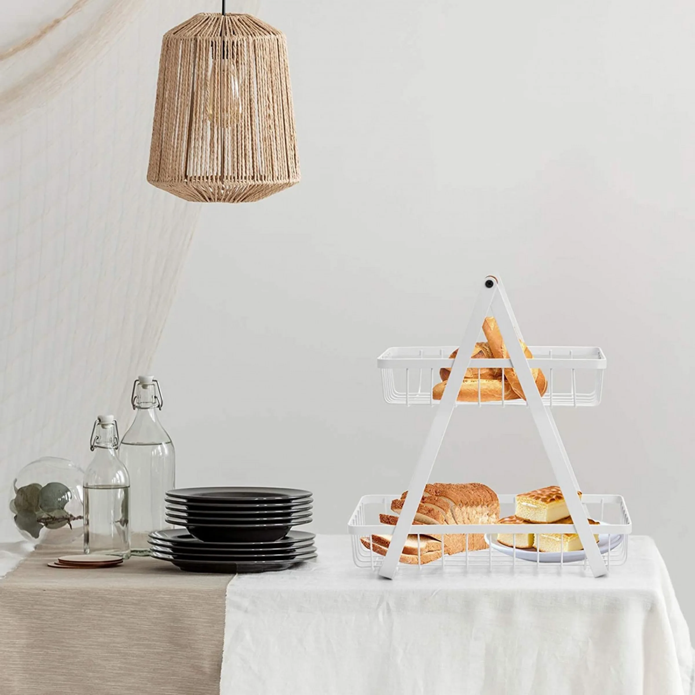 Chinese Wholesaler Assembly Double Layer Fruit Basket Metal Wire Dismountable Rectangular Storage Baskets For Fruit and Veggies