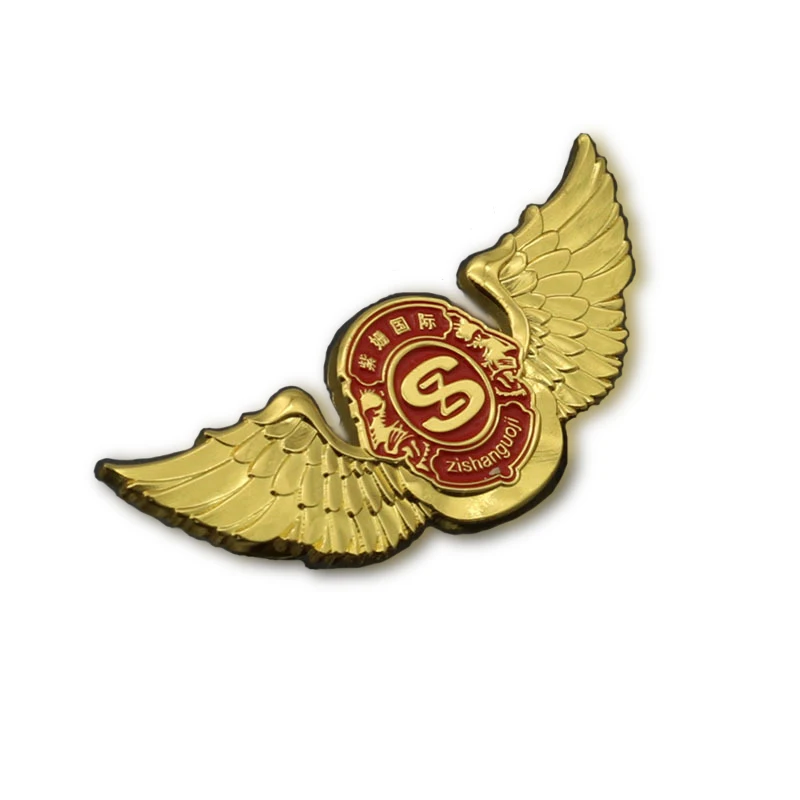 Metal swing badge brooch custom soft enamel emblem golden plated pins