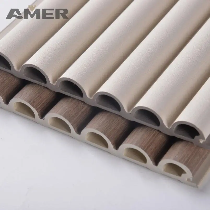 Amer outdoor facade fluted wpc wall 3d panel molding exterior paneles de pared wpc wpvc wall cladding panels interior wall