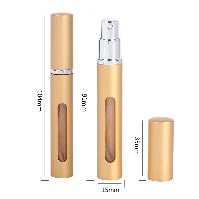 Cosmetic Portable MIni Pocket Perfume Pen 5ml Travel-Sized Spray Atomizer Aluminum Perfume Bottles with Visible Window