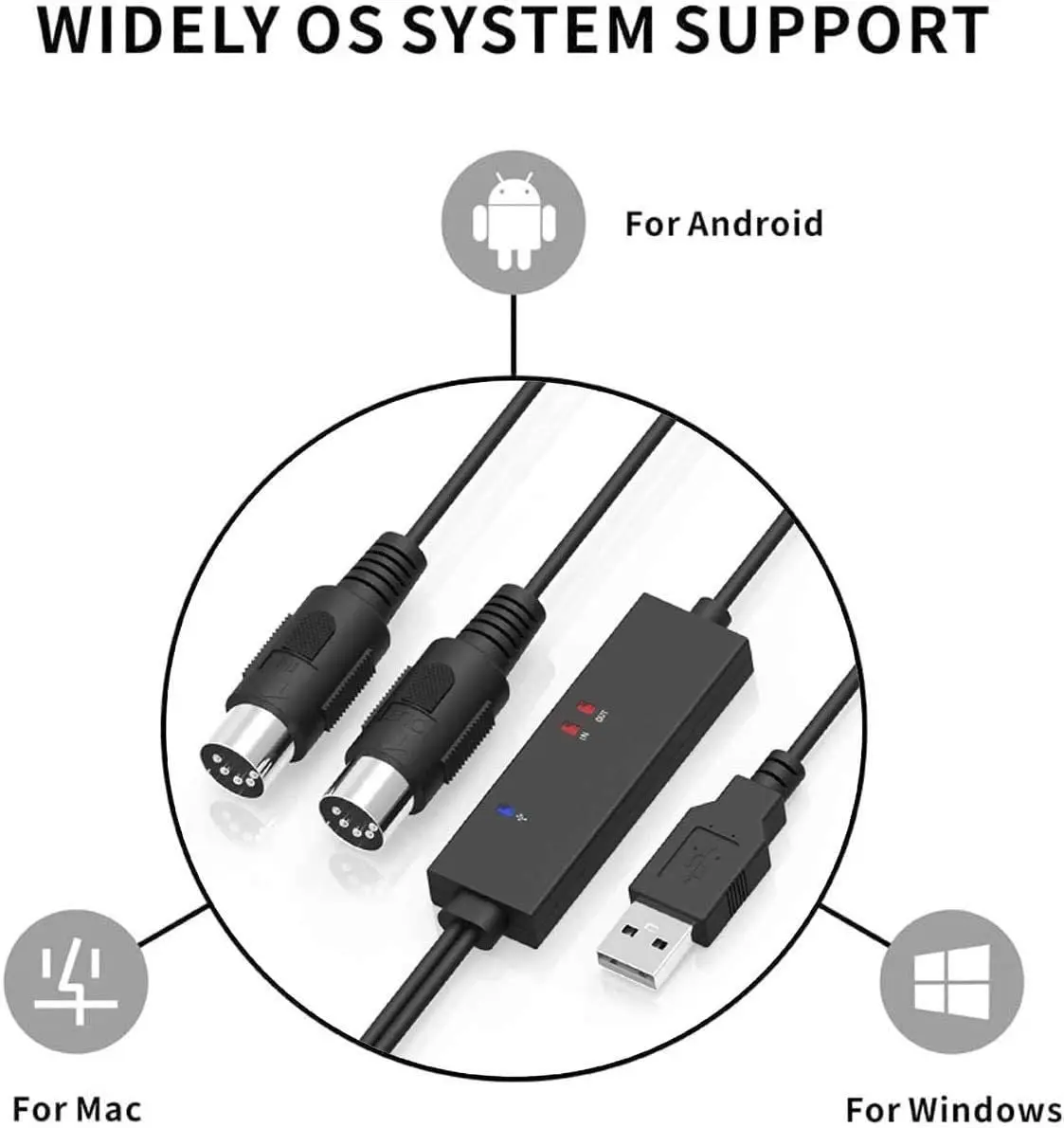 MIDI-A01 MIDI USB Cable Interface 5 Pin Line Converter usb to midi cable  USB MIDI Converter PC for Music Keyboard