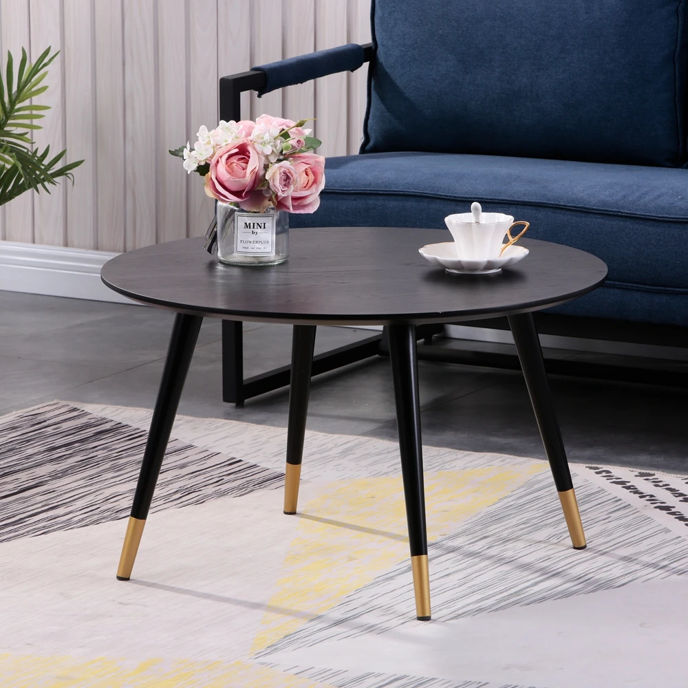 Italian furniture MDF with Ash veneer coffee table Metal Leg