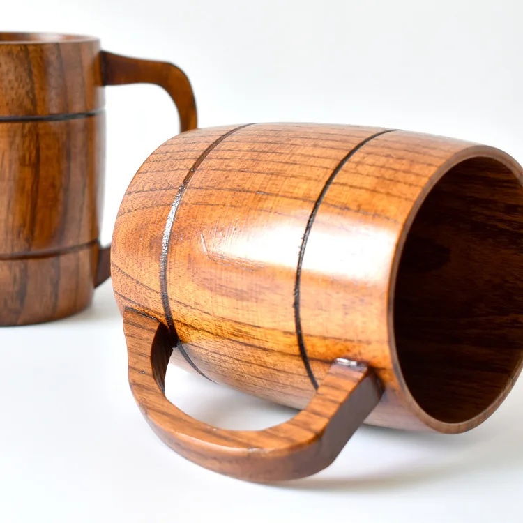Large Wooden Tea Cup Wood Drinking Cup Wooden Tankard Beer Stein Barrel Mug Men Women Coffee Mug Gift Handmade Viking Mug