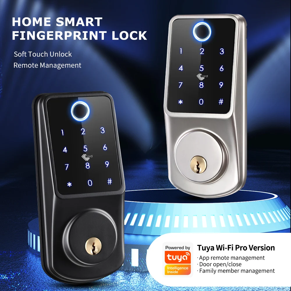 Smartek A220F American Grade 2 Keypad Code Adjustable Deadbolt Remote unlock Fingerprint WIFI App Digital Home Smart Tuya Lock