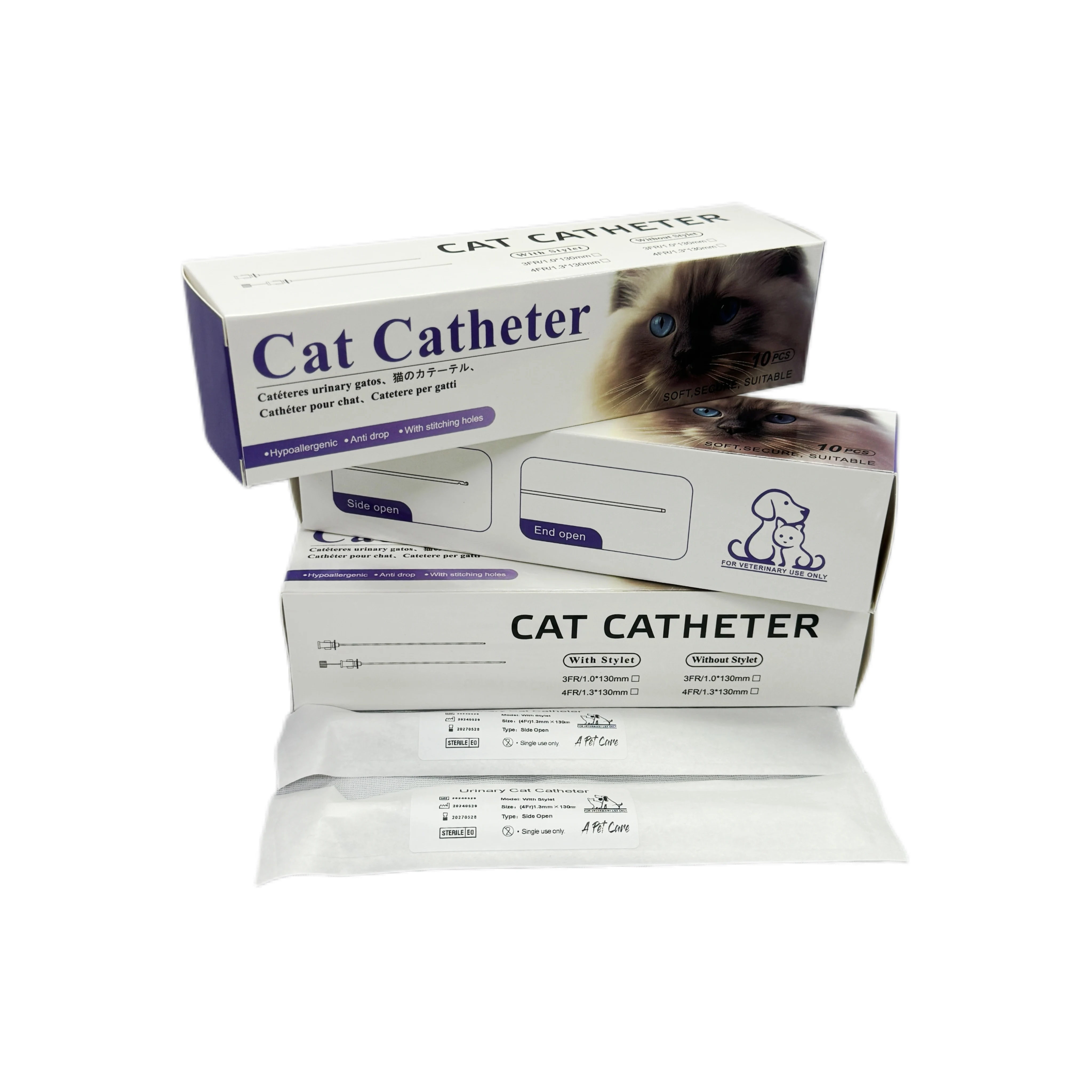Cat Urinary Catheter Sterile Urethral Catheter 1.0/1.3mm (cateter para gatos, sin dolor) for Veterinary Use with the best price