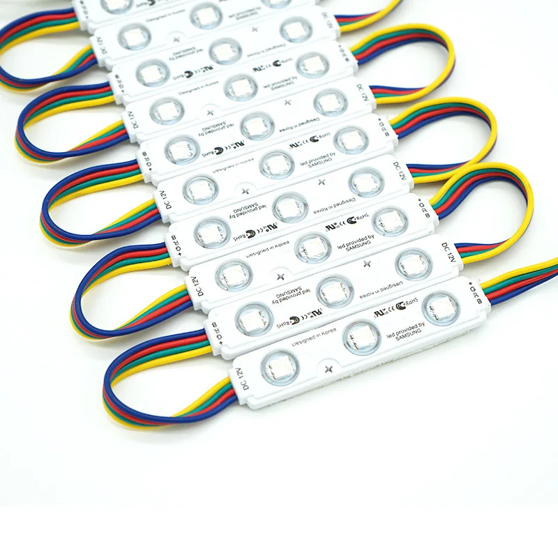 wholesale RGB LED Light Module for Letters Signs SMD 5050 DC12V 3Led/Pcs IP65 Waterproof 7515mm Backlight Injection Led Module