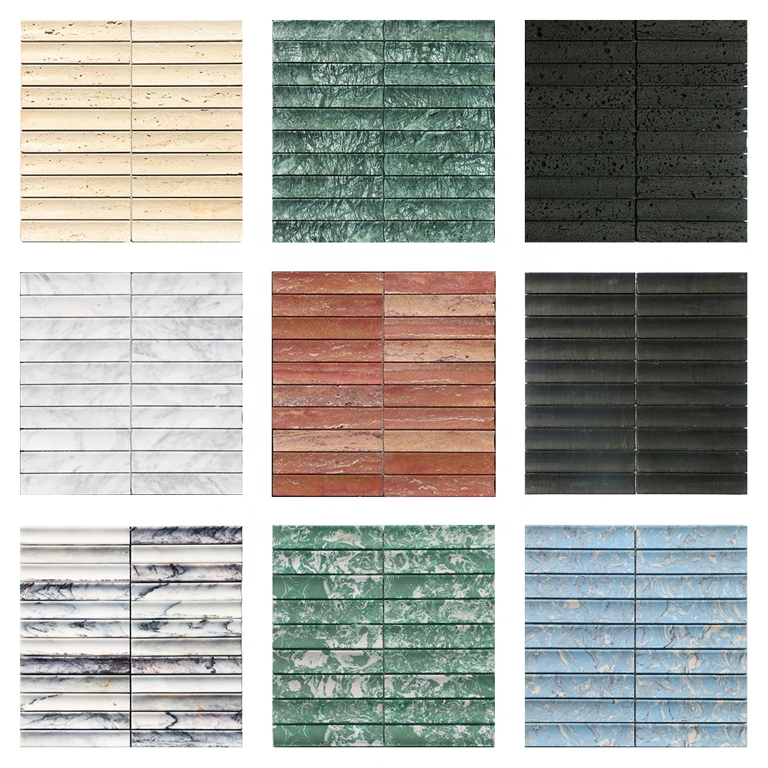 Latest Design 3D curved red travertine mosaic tile arched red volcanic rock mosaic tile