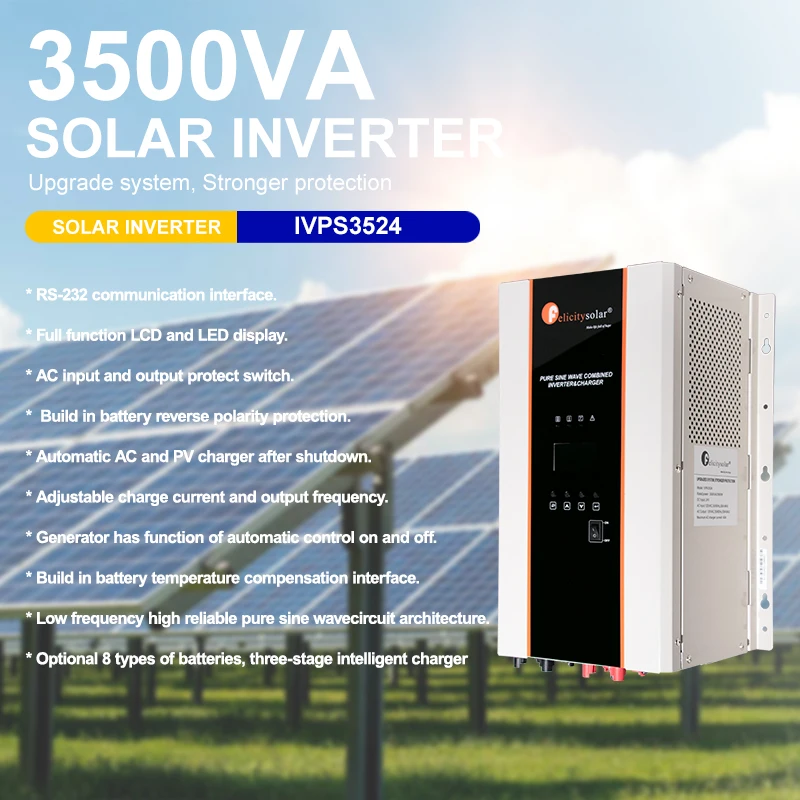 IVPS 3524 low voltage inverter Felicitysolar 24V 3500VA off grid solar inverters pure sine wave  with overload protection