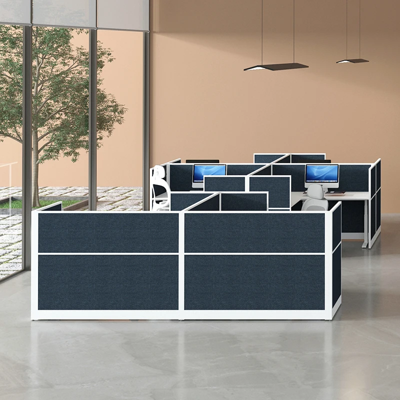 Acoustic Office Furniture Workstation Table Height Adjustable Desk L Shape Office Partition Cubicle