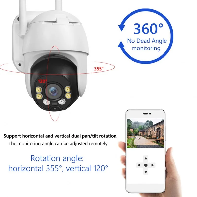 Solar security camera light surveillance cameras wireless PTZ security camera for home work with solar