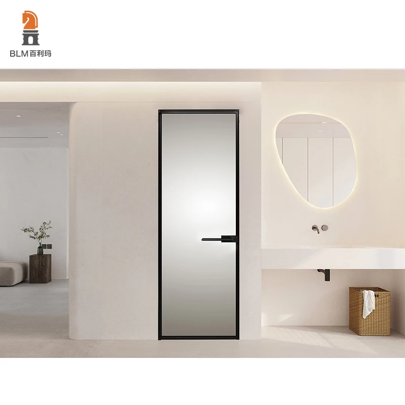 Customized Modern Indoor Divider Entry French Swing Glass Door Windproof Aluminum Alloy Casement Villas Foldable Opening Method