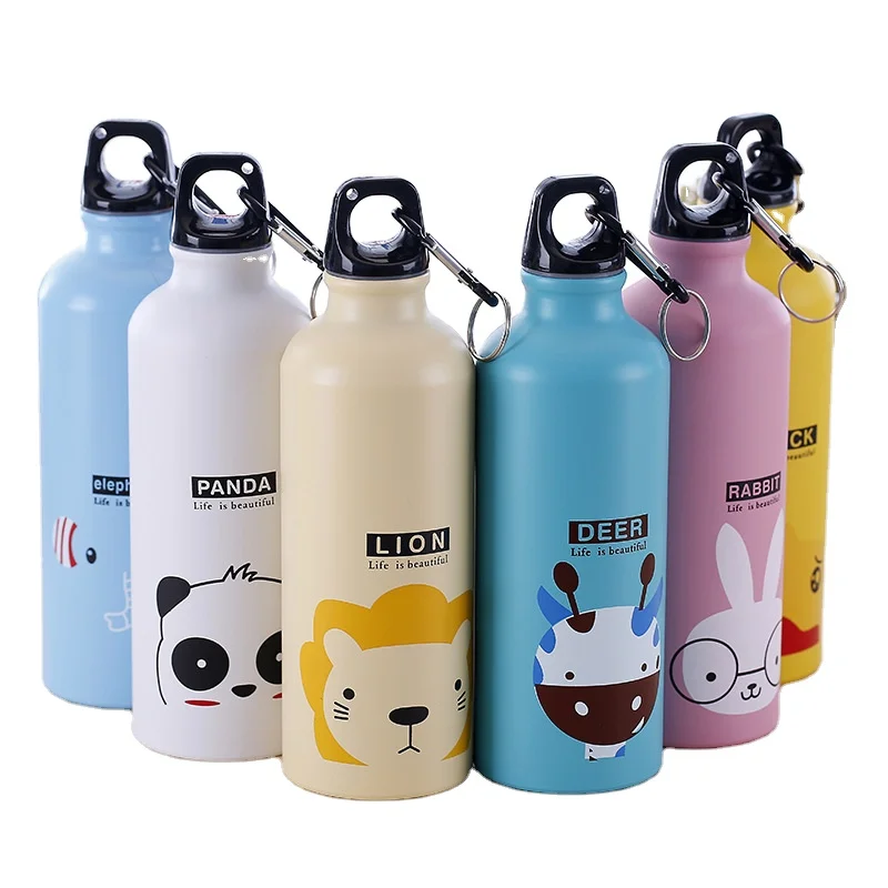 Printed Cute Animal Buckle Aluminum Travel Mountaineering Sports Water Bottle