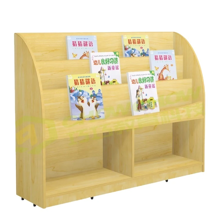 
Single Color Children Wooden Bookcase nursery school book shelf For Kindergarten 