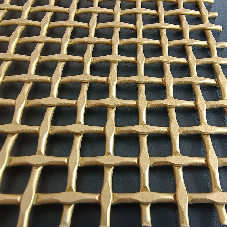 Gold Painted Architectural Railing Metal Mesh Decorative woven wire pattern