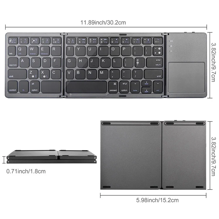Keyboard For Phone Tablet PC Mobile Phone Using Portable Bluetooth Touch Pad Wireless Keyboard 3 Level Foldable Keyboard